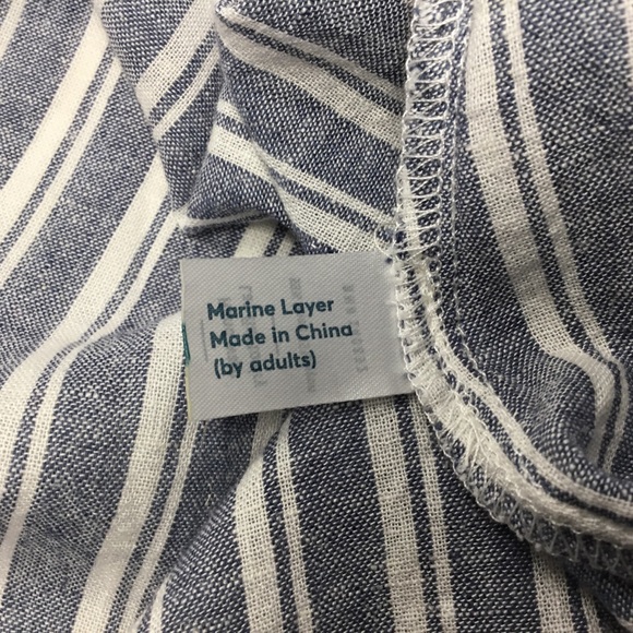 Marine Layer Frances Wrap Dress Linen Blend Striped - Picture 11 of 11